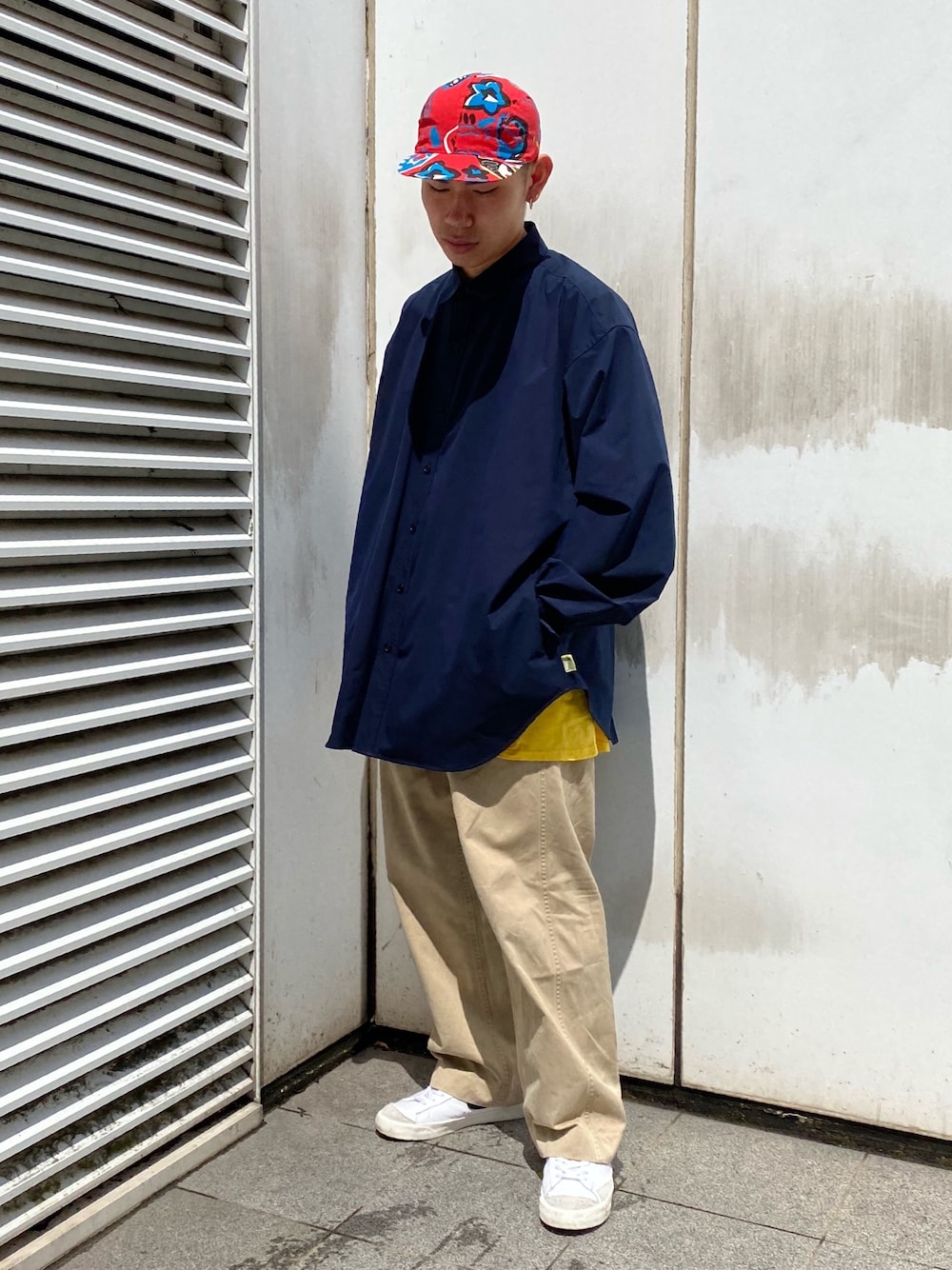 「ssz、Buzz Rickson、NIKE」｜「USEDのアイテム（キャップ、レッド系）」を使った、薬局さん（メンズ・169cm）の秋コーディネートの1枚目の写真