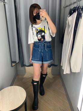 「アイテム（レインシューズ、グリーン系）」を使った、Non Miuraさん（レディース・161cm）の夏コーディネート