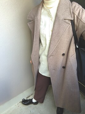 「FREE'S MART（フリーズマート）のアイテム（チェスターコート）」を使った、kannaさん（レディース・163cm）の冬コーディネート