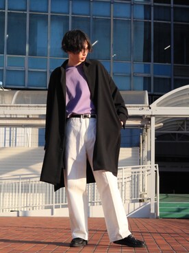 「Lui's（ルイス）のアイテム（チノパンツ）」を使った、みやざきさん（メンズ・180cm）の冬コーディネート
