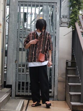 「ESSAY（エッセイ）のアイテム（パンツ）」を使った、みやざきさん（メンズ・180cm）の夏コーディネート