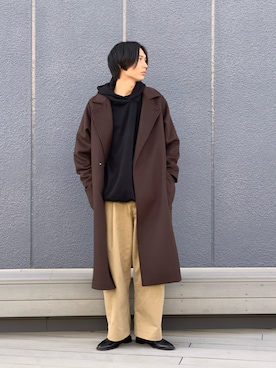「フーディー」｜「アイテム（チェスターコート）」を使った、みやざきさん（メンズ・180cm）の冬コーディネート