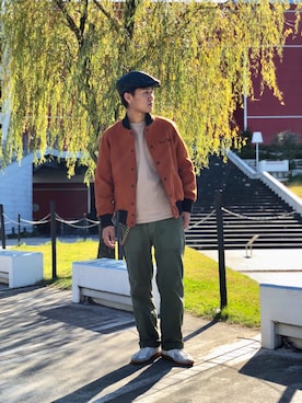 「アイテム（スタジャン）」を使った、Yuta Suzukiさん（メンズ・174cm・10代）の秋コーディネート