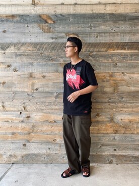 「schott（ショット）のSchott/ショット/SCRIBBLE T-SHIRT（Tシャツ/カットソー）」を使った、Yuta Suzukiさん（メンズ・174cm）の夏コーディネート