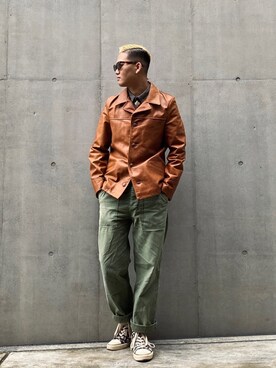 「schott（ショット）のSchott/ショット/ARMY FATIGUE PANTS/アーミー ファティーグ パンツ（その他パンツ）」を使った、Yuta Suzukiさん（メンズ・174cm）の冬コーディネート