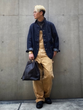 「SCHOTT」｜「アイテム（カバーオール）」を使った、Yuta Suzukiさん（メンズ・174cm）の冬コーディネート