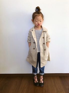 「GAP（ギャップ）のアイテム（トレンチコート）」を使った、rinoさん（キッズ・100cm）の冬コーディネート