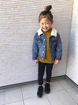 「ハラチ」｜「アイテム（デニムジャケット）」を使った、rinoさん（キッズ・100cm）の冬コーディネート