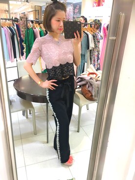 「phenelope johansonのアイテム（その他パンツ、ブラック系）」を使った、Nanaさん（レディース・157cm）の春コーディネート