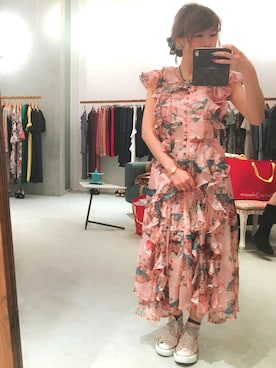 「phenelope johansonのアイテム（ワンピース、ピンク系）」を使った、Nanaさん（レディース・157cm）の春コーディネート