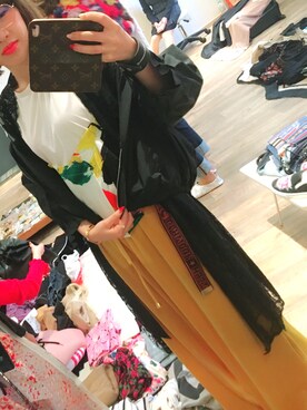 「UN3D.（アンスリード）のループぺプラムTシャツ（Tシャツ/カットソー、ホワイト系）」を使った、Nanaさん（レディース・157cm）の春コーディネート