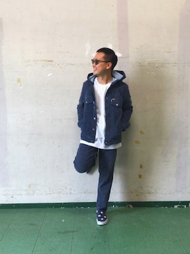 「リラックスコーデ」｜「アイテム（デニムジャケット）」を使った、MJ-MICHIさん（メンズ・165cm）の秋コーディネート