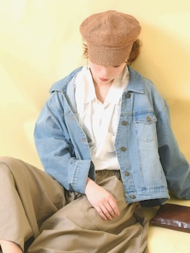 「titivate（ティティベイト）のアイテム（帽子）」を使った、Curaraさん（レディース・163cm）の秋コーディネート