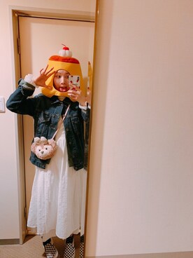 「日系极简」｜「アイテム（デニムジャケット）」を使った、つきの うさぎさん（レディース・162cm）の春コーディネート