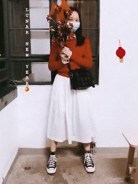 「TOKYO BOPPER（TOKYO BOPPER）のアイテム（ショルダーバッグ、ブラック系）」を使った、つきの うさぎさん（レディース・162cm）の春コーディネート