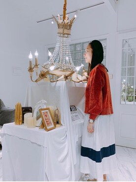 「GU（ジーユー）のアイテム（トップス、オレンジ系）」を使った、つきの うさぎさん（レディース・162cm）の春コーディネート