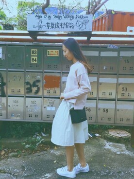 「WEGO（ウィゴー）のアイテム（トップス、ピンク系）」を使った、つきの うさぎさん（レディース・162cm）の春コーディネート