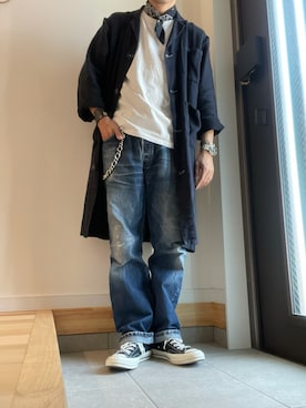 「バンダナ」｜「アイテム（ウォレットチェーン）」を使った、TSさん（メンズ・174cm）の春コーディネート