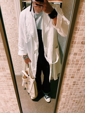 「コート」｜「アイテム（オールインワン・サロペット）」を使った、TSさん（メンズ・174cm）の春コーディネート