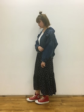 「マリン」｜「アイテム（デニムジャケット）」を使った、にはち まあり ☻さん（レディース・159cm）の春コーディネート