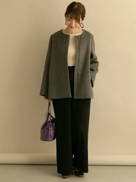 「URBAN RESEARCH Sonny Label（アーバンリサーチサニーレーベル）のアイテム（ノーカラージャケット）」を使った、SonnyLabel WOMENさん（レディース・165cm）の冬コーディネート