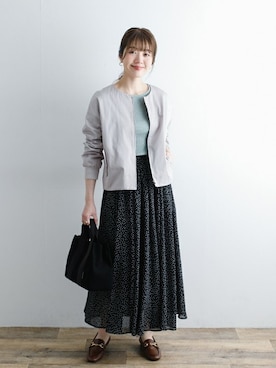 「ドットスカート」｜「アイテム（ブルゾン）」を使った、SonnyLabel WOMENさん（レディース・165cm）の春コーディネート