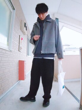 「shiki tokyo（シキトウキョウ）のアイテム（ブルゾン）」を使った、しゃーむさん（メンズ・178cm）の春コーディネート