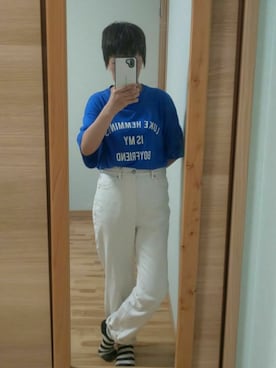 「ハイウエストストレートジーンズ」｜KU☆ミさん（レディース・157cm）の夏コーディネート