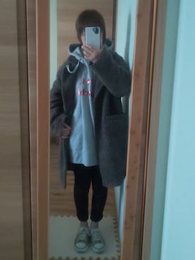 「H&M（エイチ・アンド・エム）のアイテム（チェスターコート）」を使った、KU☆ミさん（レディース・157cm）の冬コーディネート