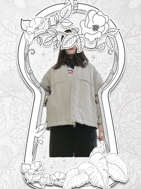 「休闲」｜「アイテム（ブルゾン）」を使った、世界微尘里さん（レディース・165cm）の冬コーディネート