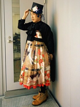 ジャケット アウターを使った 鶴柄 の人気ファッションコーディネート Wear