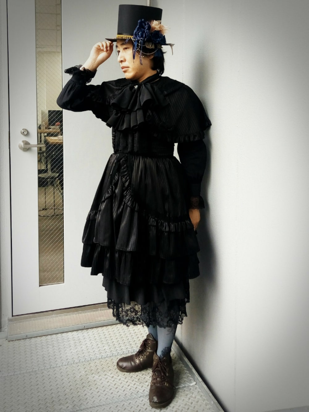 「ootd、ゴスロリ、黒コーデ、metamorphose temps de fille、marble、abilletage」｜「Metamorphoseのアイテム（ハット、ブラック系）」を使った、hchonanさん（メンズ・170cm）の夏コーディネートの1枚目の写真