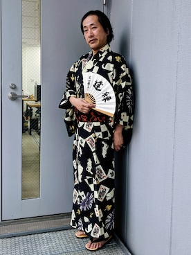 「kimono」｜「アイテム（その他）」を使った、hchonanさん（メンズ・170cm）の夏コーディネート