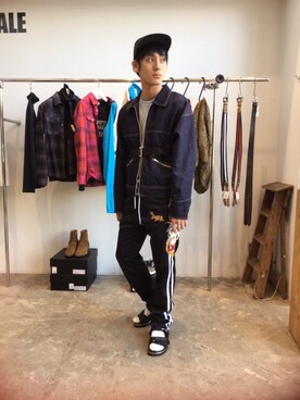 「soe（ソーイ）のアイテム（デニムジャケット）」を使った、kaneta®さん（メンズ・175cm）の冬コーディネート
