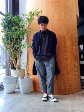 「FACETASM」｜「アイテム（チェスターコート）」を使った、kaneta®さん（メンズ・175cm）の冬コーディネート