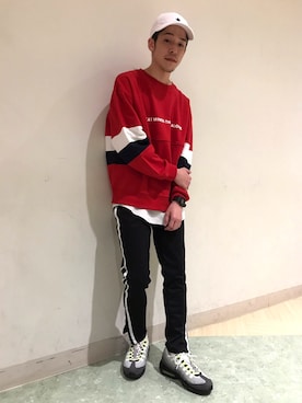 「WEGO（ウィゴー）のアイテム（キャップ）」を使った、しんごさん（メンズ・169cm）の春コーディネート