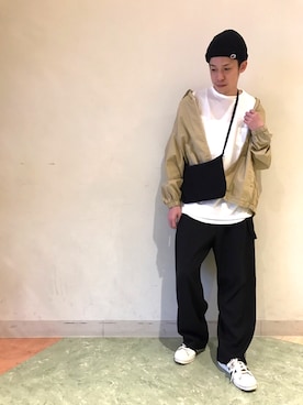 「Champion（チャンピオン）のアイテム（ニットキャップ/ビーニー）」を使った、しんごさん（メンズ・169cm）の春コーディネート