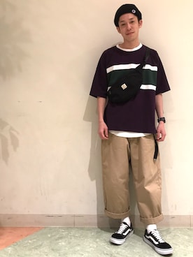 「Champion（チャンピオン）のアイテム（ニットキャップ/ビーニー）」を使った、しんごさん（メンズ・169cm）の春コーディネート