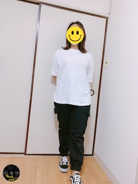 「Libra Cue（リブラ キュー）のアイテム（Tシャツ/カットソー）」を使った、enenkaさん（レディース・156cm）の春コーディネート