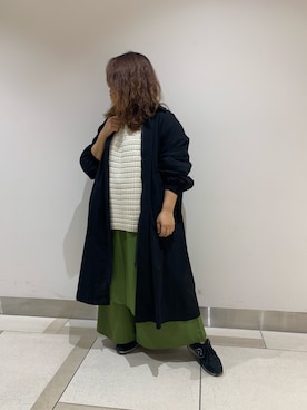 「manana suerte（マニャーナスエルテ）のアイテム（ステンカラーコート）」を使った、enenkaさん（レディース・156cm）の冬コーディネート