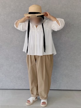 「Libra Cue（リブラ キュー）のアイテム（パンツ）」を使った、enenkaさん（レディース・155cm）の夏コーディネート