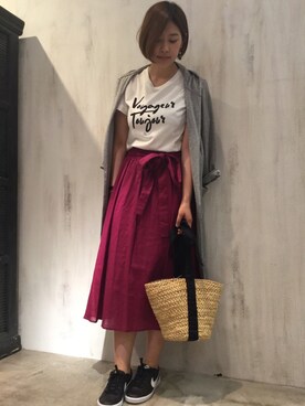 「Moname（モナーム）のアイテム（トップス）」を使った、tammmさん（レディース・169cm）の春コーディネート