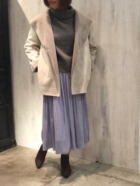 「ラベンダー」｜「アイテム（ムートンコート）」を使った、tammmさん（レディース・169cm）の冬コーディネート