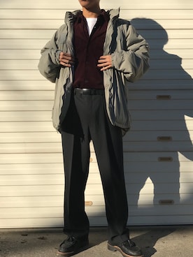 「アイテム（ミリタリージャケット、シルバー系）」を使った、まーさん（メンズ・175cm）の冬コーディネート