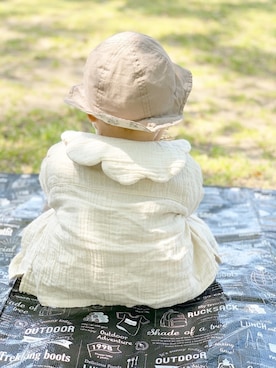 「アイテム（ロンパース、グリーン系）」を使った、kuruさん（キッズ・70cm）の夏コーディネート