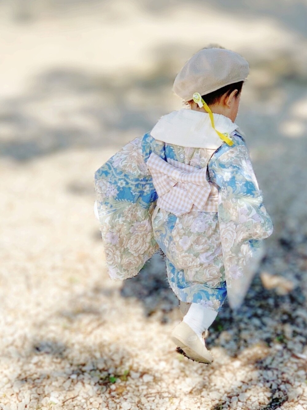 「むすこーで、男の子コーデ、ひな祭り、和洋折衷、ブルー、着物、着物コーデ、おめかしコーデ、ハンドメイド、プチプラ」｜「Handmadeのアイテム（着物、ブルー系）」を使った、kuruさん（キッズ・80cm）の春コーディネートの1枚目の写真