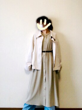 「Samansa Mos2 blue」｜「アイテム（シャツワンピース）」を使った、kyomiさん（レディース・156cm）の春コーディネート