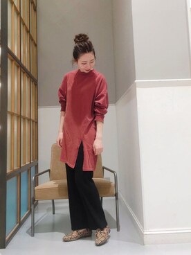 「ビットローファー」｜「アイテム（チュニック）」を使った、mizkさん（レディース・162cm）の秋コーディネート