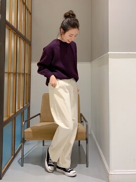 「レプシィム(LEPSIM)」｜「アイテム（チノパンツ）」を使った、mizkさん（レディース・162cm）の冬コーディネート