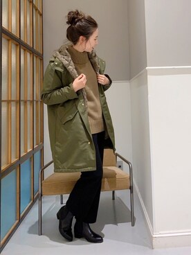「LEPSIM（レプシィム）のアイテム（モッズコート）」を使った、mizkさん（レディース・162cm）の冬コーディネート
